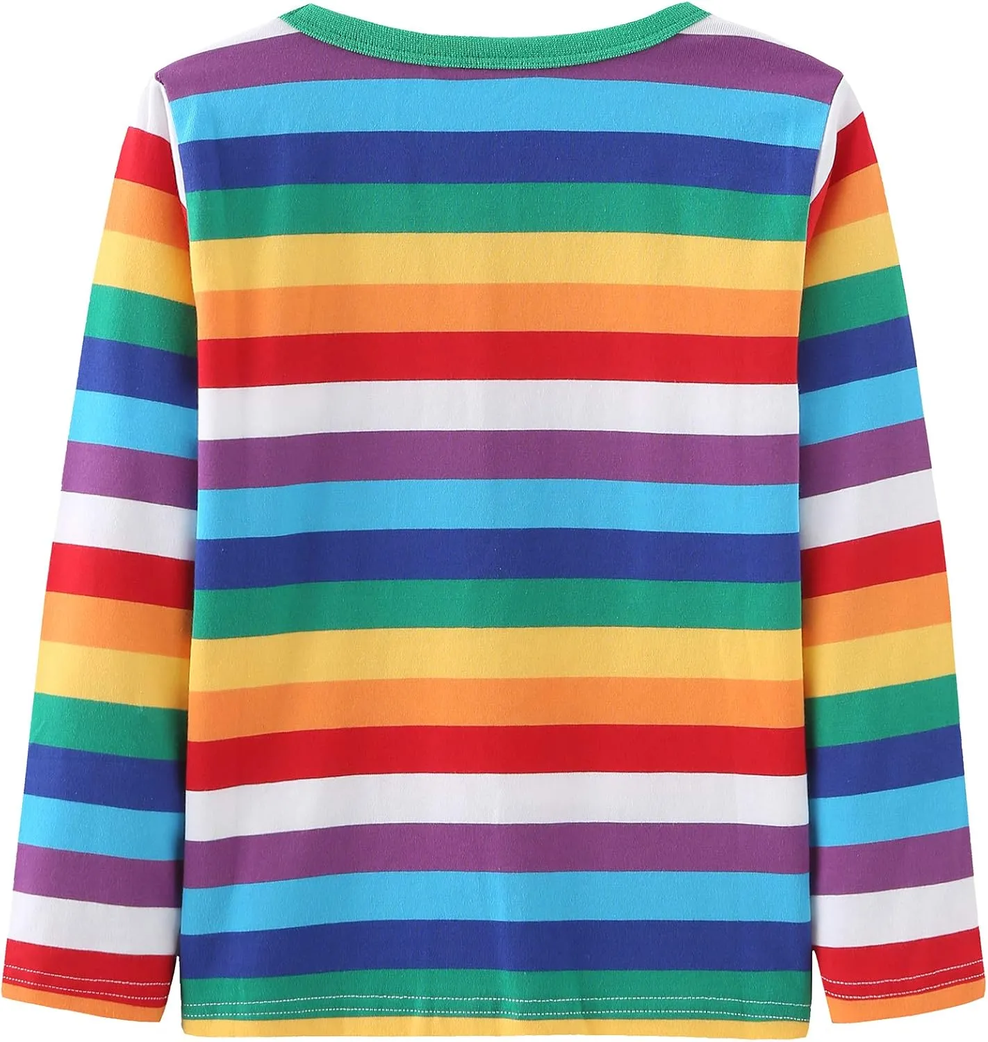 Boys Rainbow Striped Shirts for Kids Long Sleeve Cotton T-Shirts O-Neck Tops