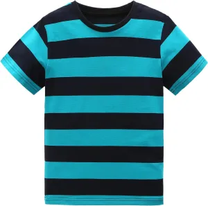 Boys Rainbow Striped Shirts for Kids Long Sleeve Cotton T-Shirts O-Neck Tops