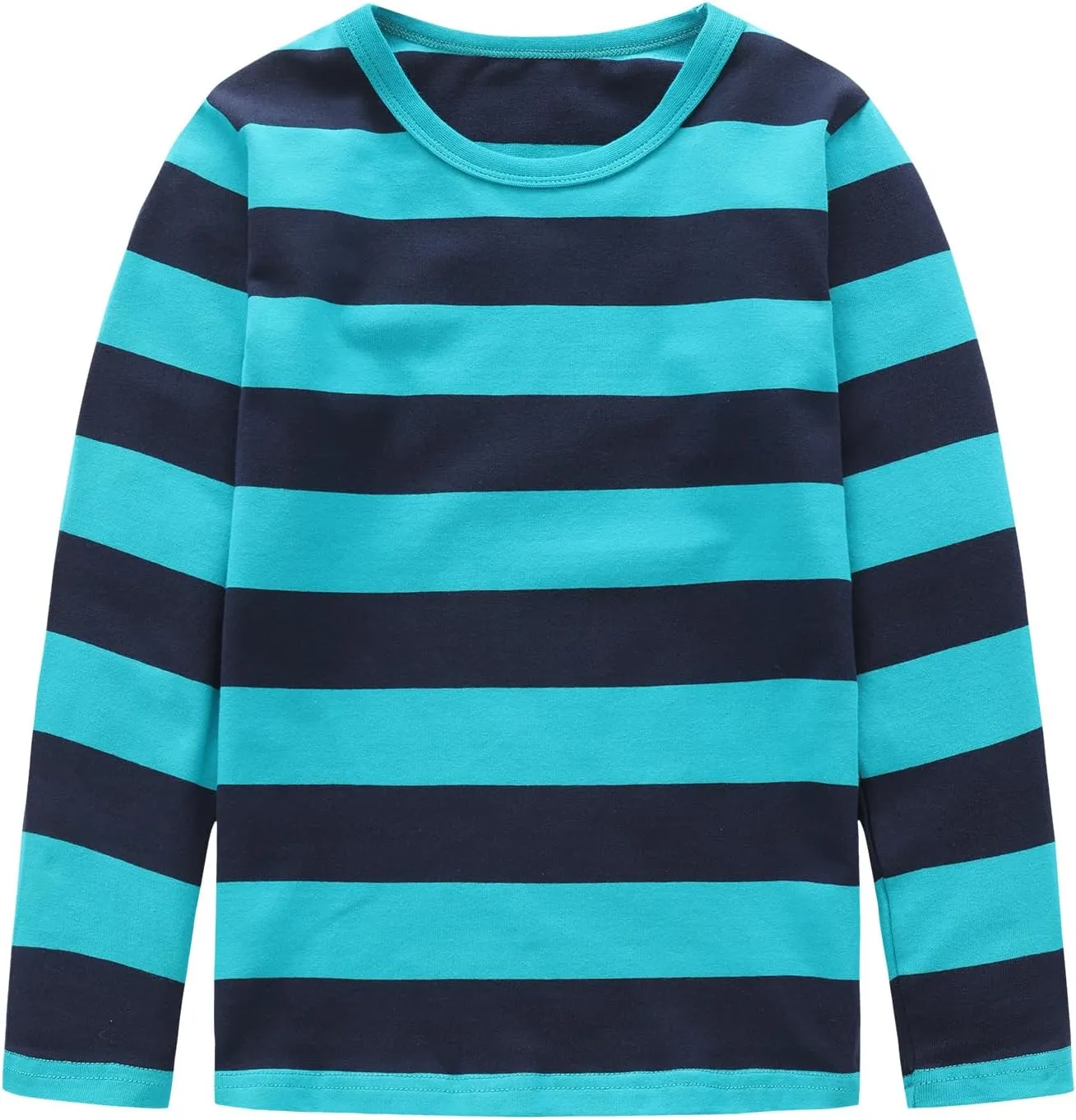 Boys Rainbow Striped Shirts for Kids Long Sleeve Cotton T-Shirts O-Neck Tops