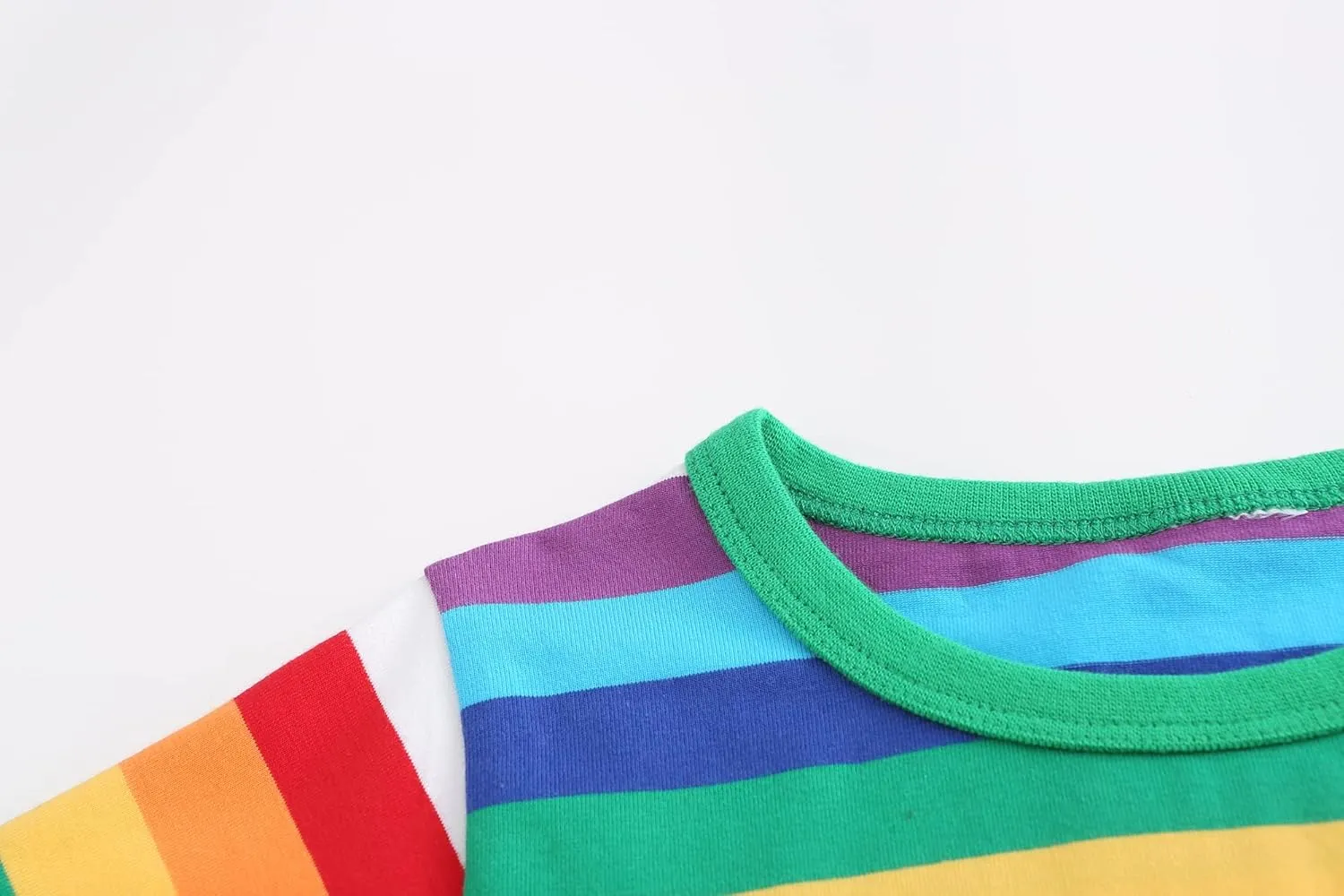 Boys Rainbow Striped Shirts for Kids Long Sleeve Cotton T-Shirts O-Neck Tops