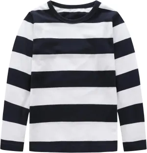 Boys Rainbow Striped Shirts for Kids Long Sleeve Cotton T-Shirts O-Neck Tops