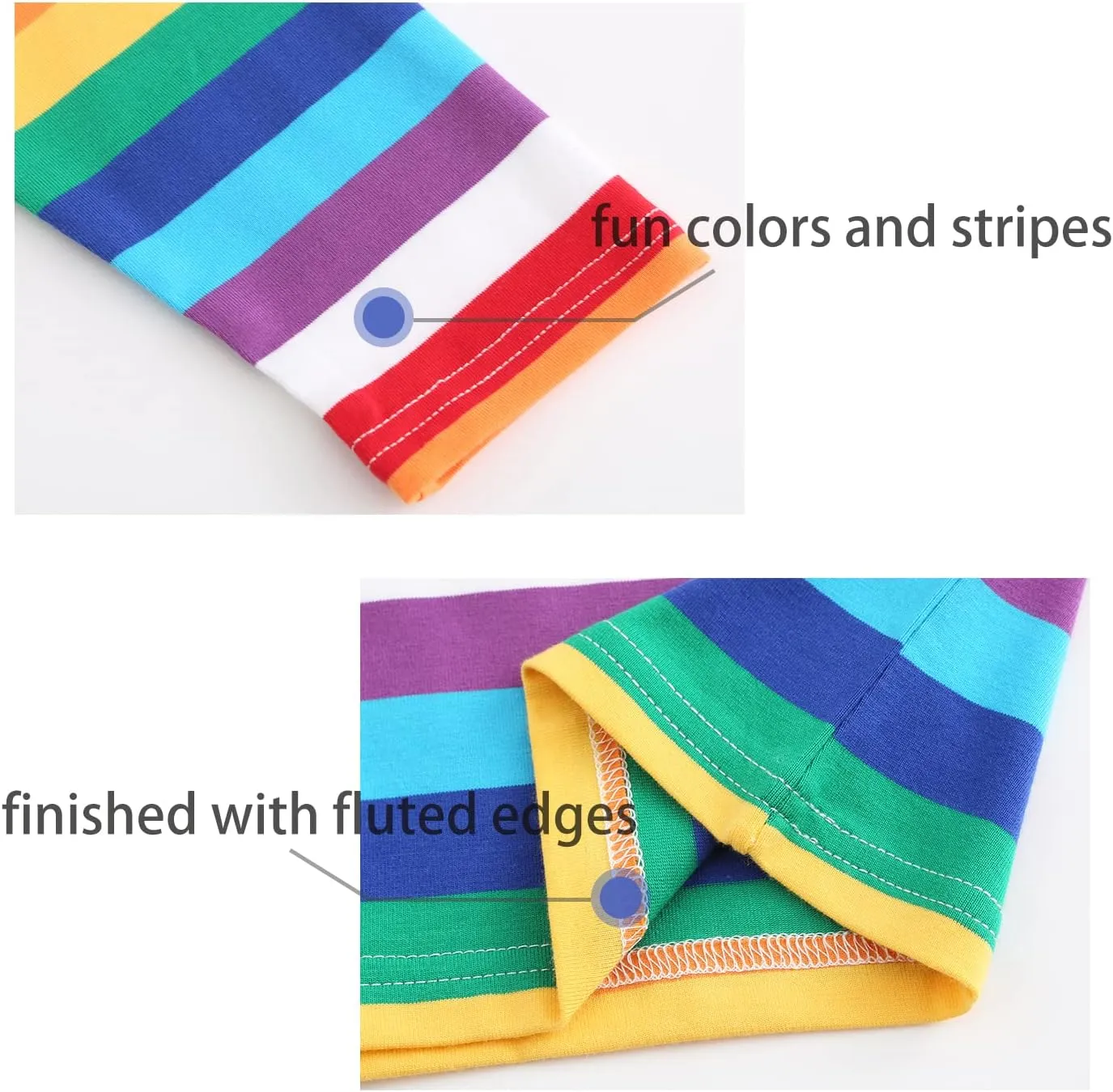 Boys Rainbow Striped Shirts for Kids Long Sleeve Cotton T-Shirts O-Neck Tops