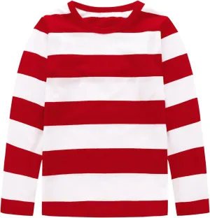 Boys Rainbow Striped Shirts for Kids Long Sleeve Cotton T-Shirts O-Neck Tops