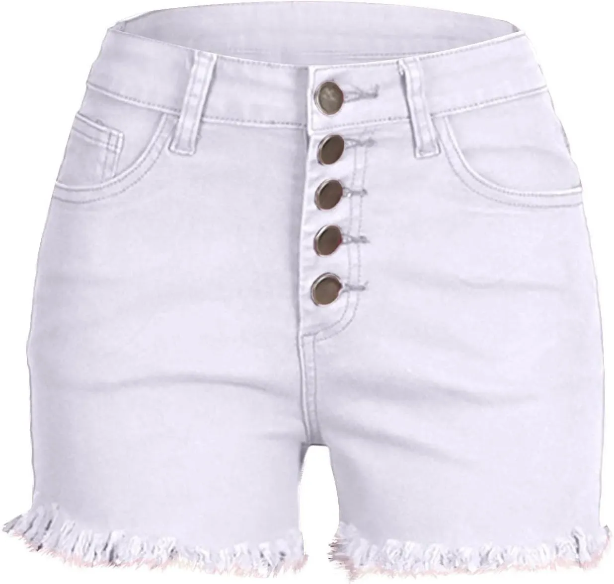 BTDECLAR Women's Raw Hem Jeans Shorts High Waisted Stretchy Frayed Distressed Denim Shorts Slim Casual Comfy Cargo Shorts