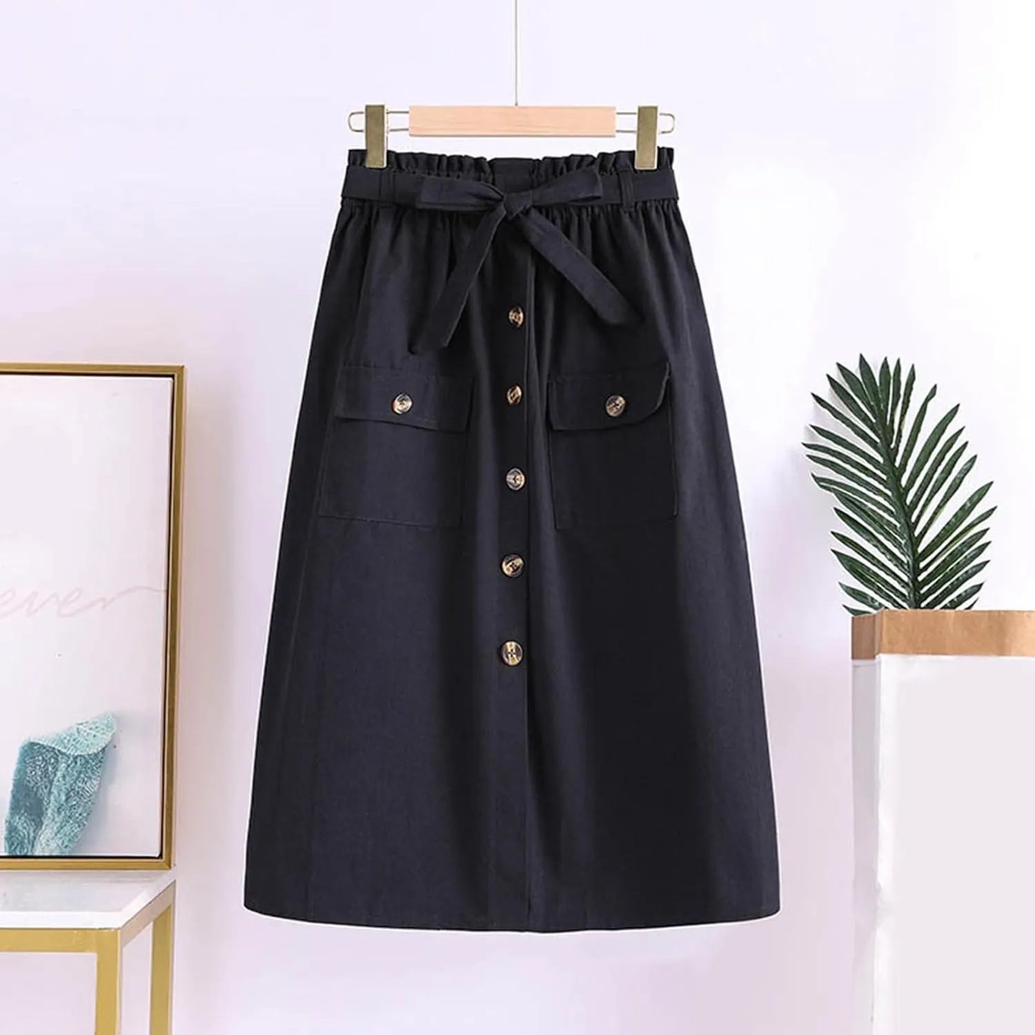 Cargo Midi Skirts for Women Drawstring Elastic High Waisted Long Skirt with Pockets 2025 Summer Y2K Vacation Clothes