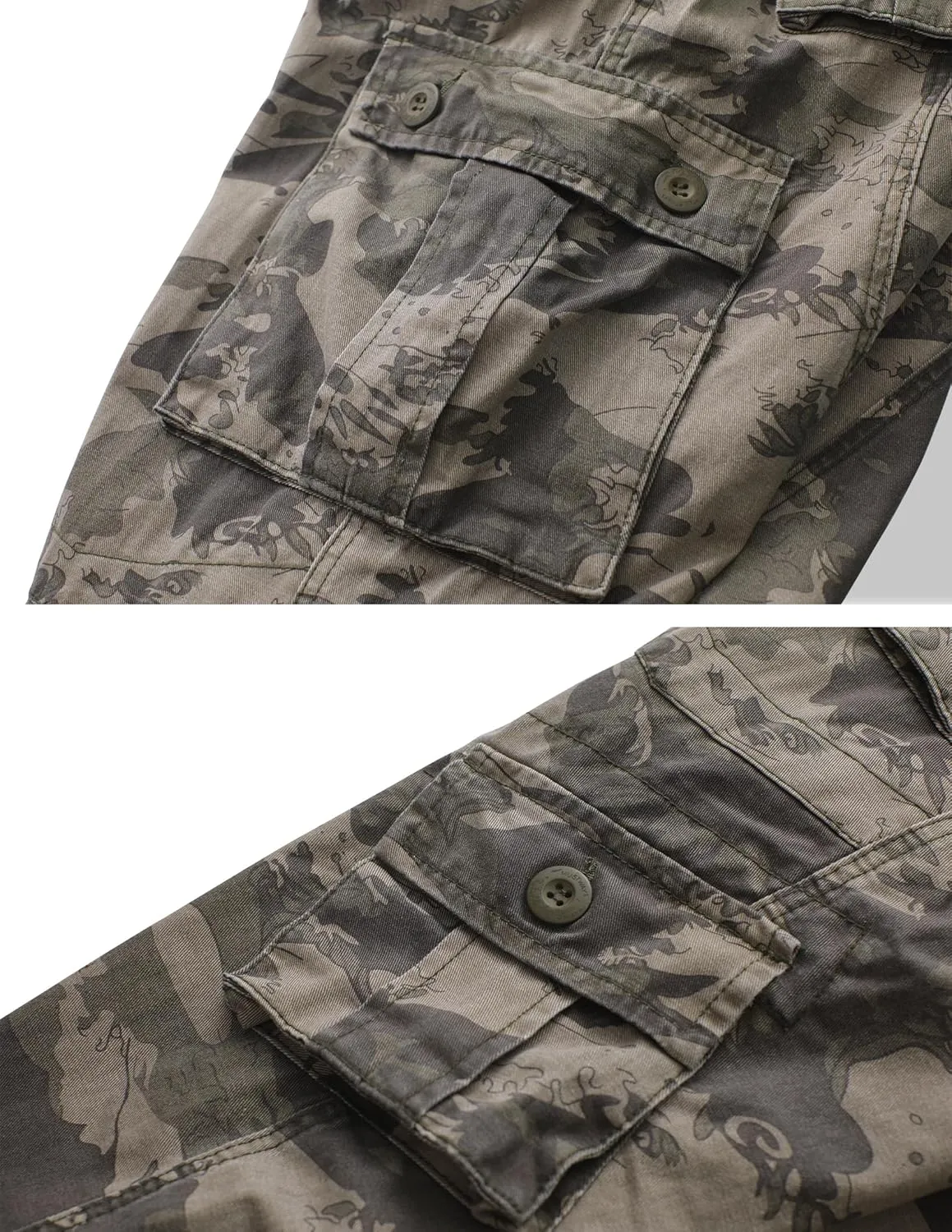 Cargo Pants for Men Casual Outdoor Relaxed Fit Camo Work Pants with 8 Pockets No Belt