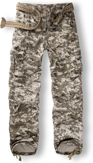 Cargo Pants for Men Casual Outdoor Relaxed Fit Camo Work Pants with 8 Pockets No Belt