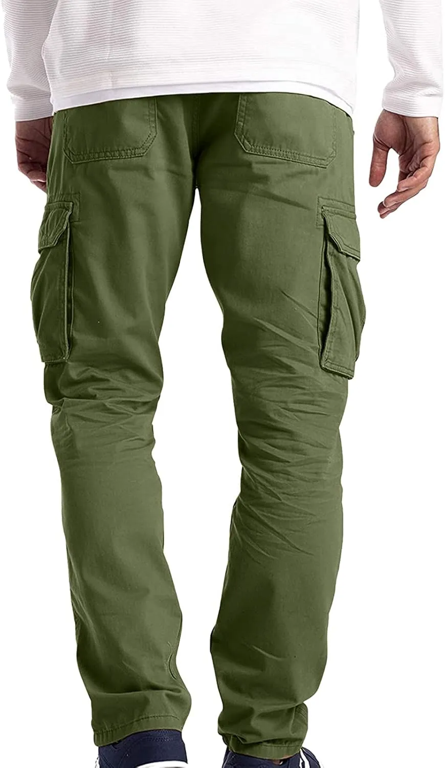 Cargo Pants for Men,WUAI Mens Casual Workout Joggings Relaxed Fit Combat Cargo Chino Trousers with Pockets Elastic Waist