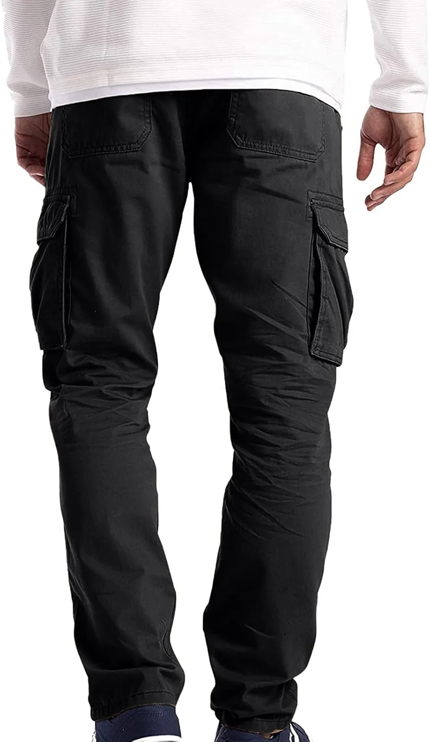 Cargo Pants for Men,WUAI Mens Casual Workout Joggings Relaxed Fit Combat Cargo Chino Trousers with Pockets Elastic Waist