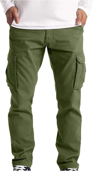 Cargo Pants for Men,WUAI Mens Casual Workout Joggings Relaxed Fit Combat Cargo Chino Trousers with Pockets Elastic Waist