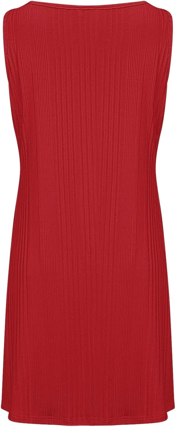 Casual Summer Dresses for Women 2025,Womens Summer Sleeveless Mini Dress Roundneck Loose Fit Tank A Line Beach Dress