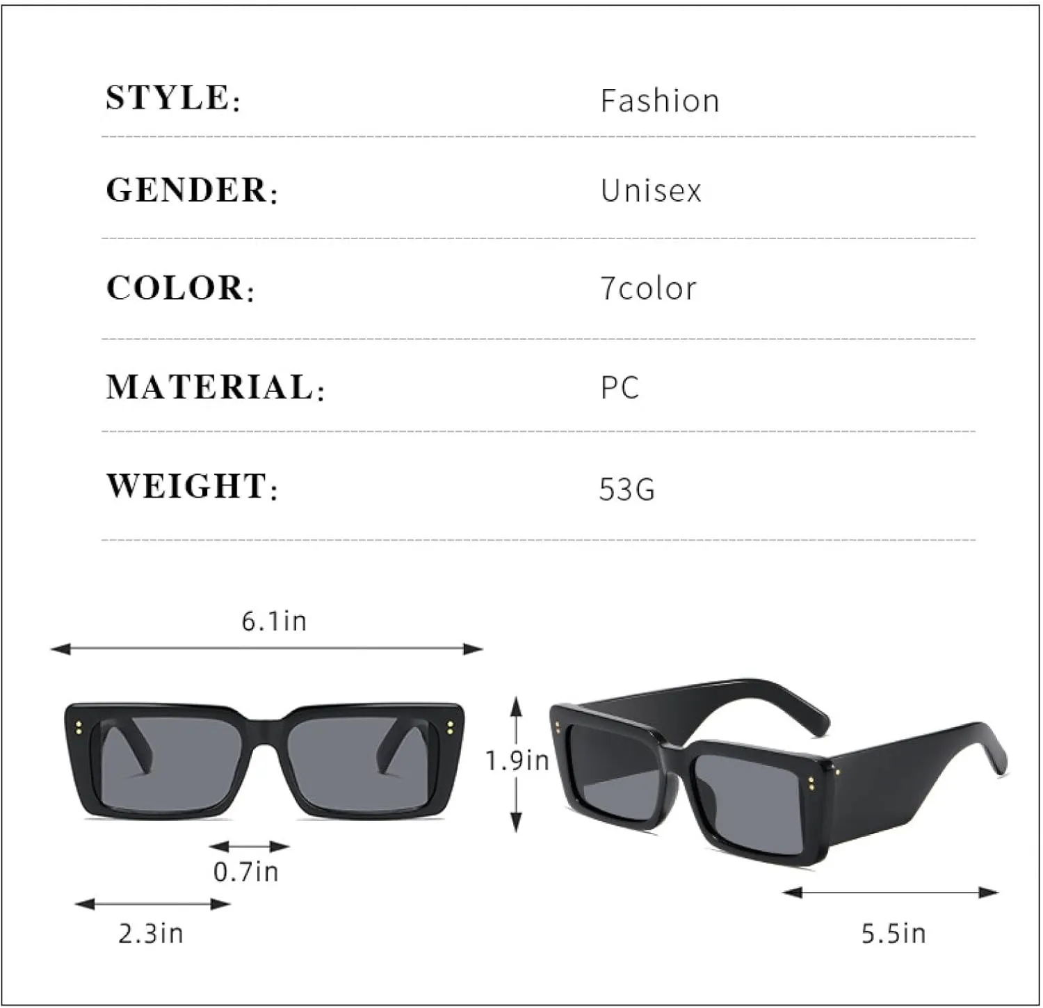 Cat Eye Rectangle Vintage Sunglasses for Woman