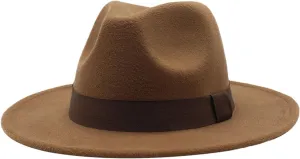 Classic Flat Top Fedora Hat Wide Brim Hats Pork-Pie Hat Boater Hat Church Cap for Women Men