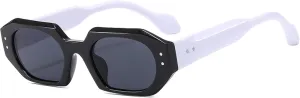 Color Contrast Versatile Sunglasses Retro Irregular Polygonal Wide Leg Female