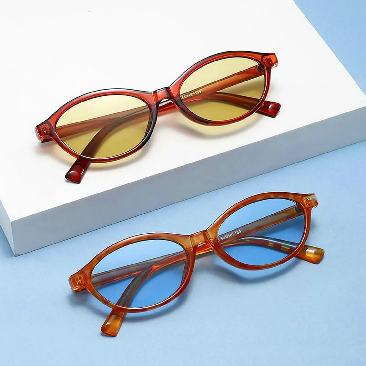 COTIA Small Oval Sunglasses for Women Men Vintage Cat Eye Oval Fashion Classic Cute Style Sun Glasses