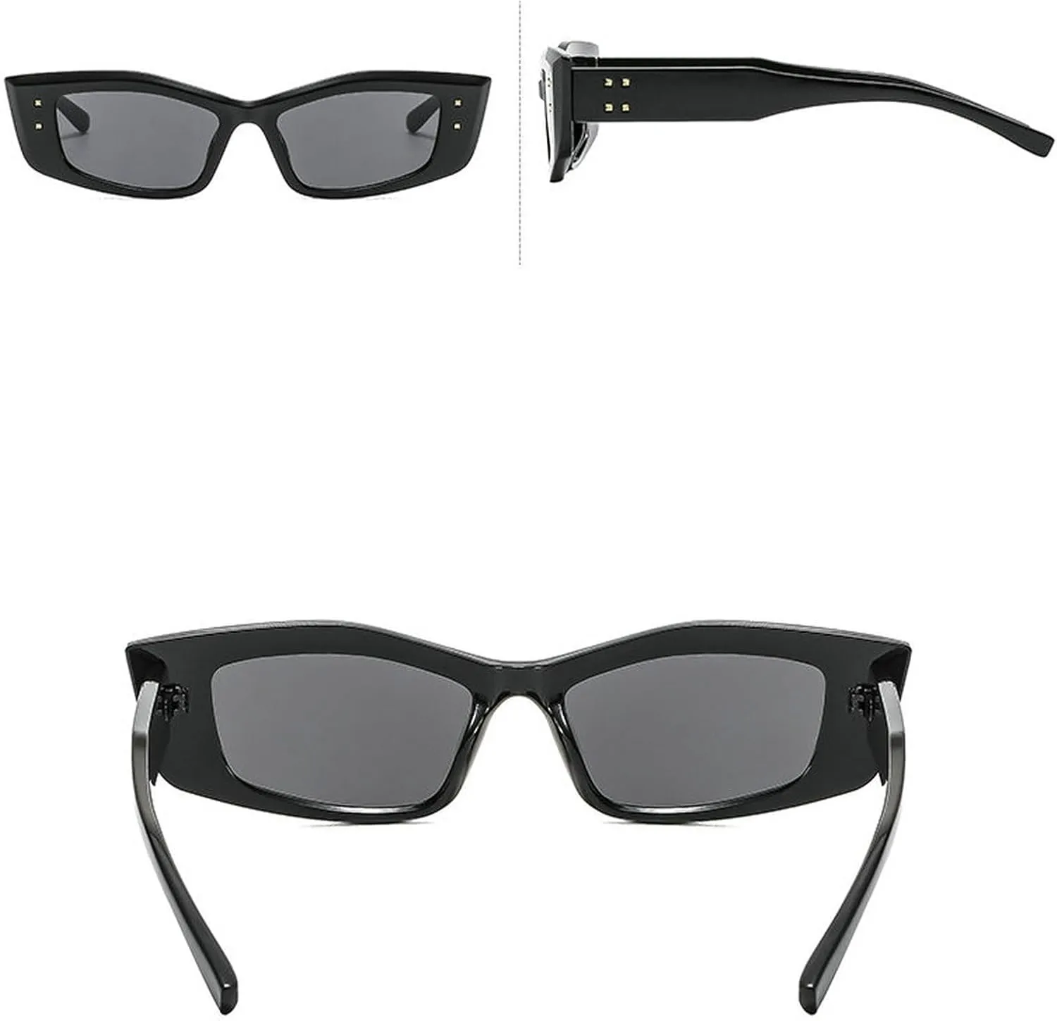 COTIA Vintage Small Square Sunglasses Women Men Trend Cat Eye Sun Glasses for Ladies Fashion Rectangular Rivet Glasses