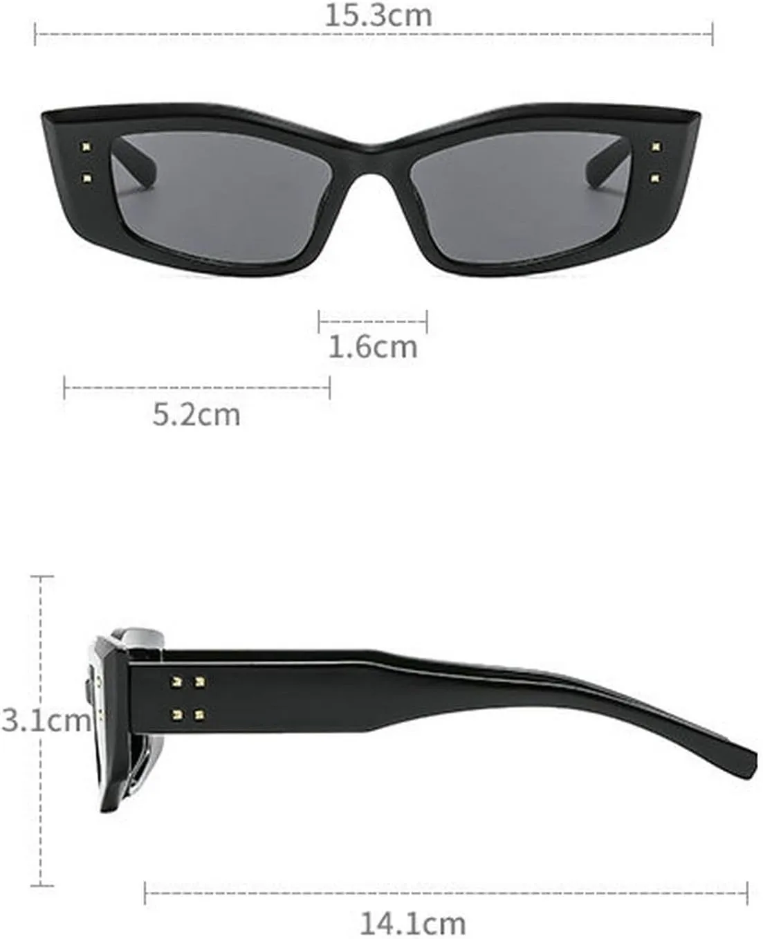 COTIA Vintage Small Square Sunglasses Women Men Trend Cat Eye Sun Glasses for Ladies Fashion Rectangular Rivet Glasses