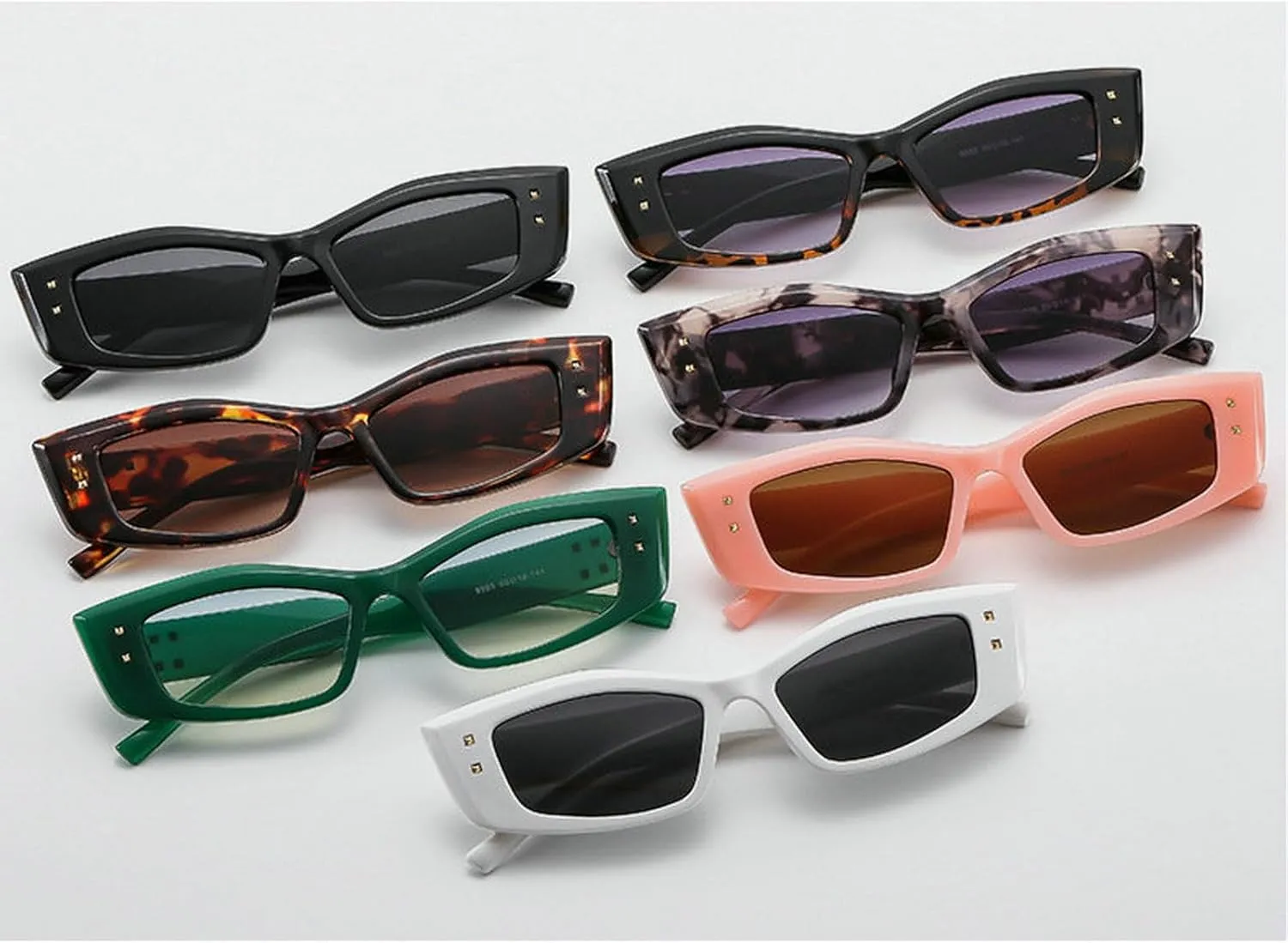 COTIA Vintage Small Square Sunglasses Women Men Trend Cat Eye Sun Glasses for Ladies Fashion Rectangular Rivet Glasses
