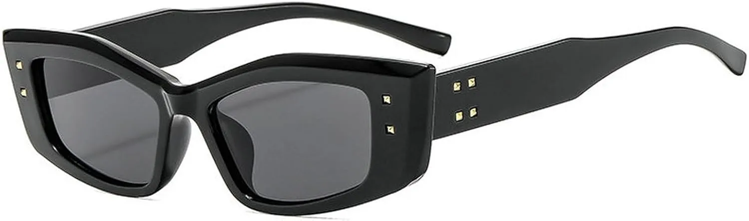 COTIA Vintage Small Square Sunglasses Women Men Trend Cat Eye Sun Glasses for Ladies Fashion Rectangular Rivet Glasses