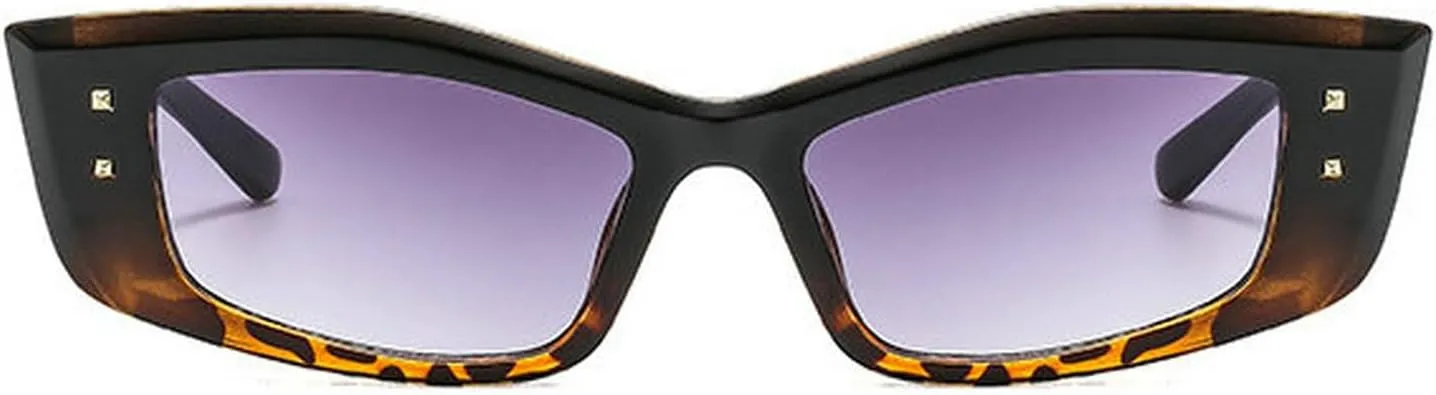 COTIA Vintage Small Square Sunglasses Women Men Trend Cat Eye Sun Glasses for Ladies Fashion Rectangular Rivet Glasses