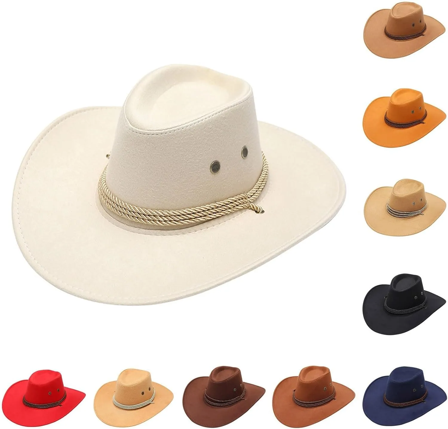 Cowboy Hat for Women and Men with Shapeable Wide Brim Cattleman Western Hats for Cowboys and Cow Girls Accessory