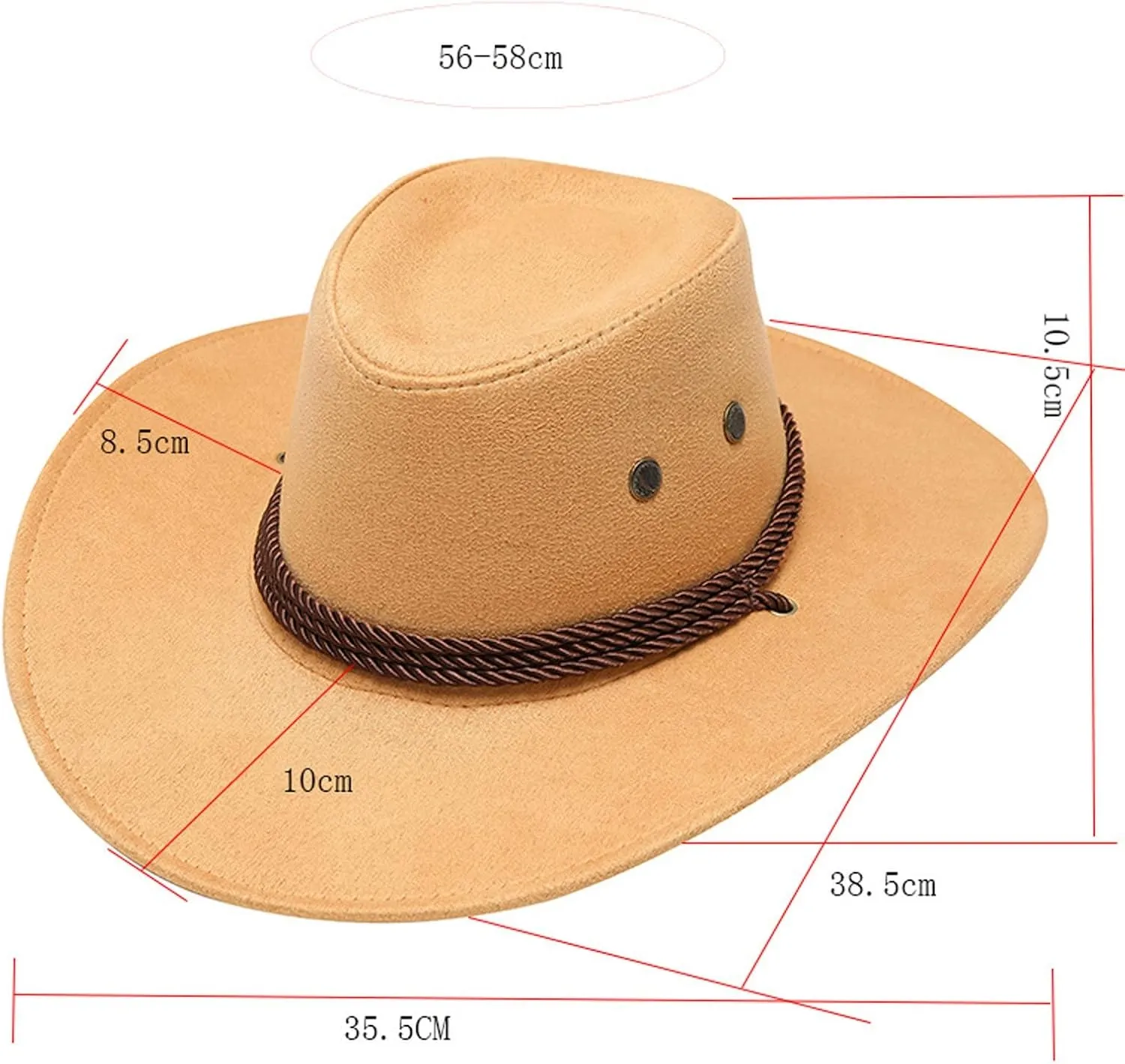 Cowboy Hat for Women and Men with Shapeable Wide Brim Cattleman Western Hats for Cowboys and Cow Girls Accessory