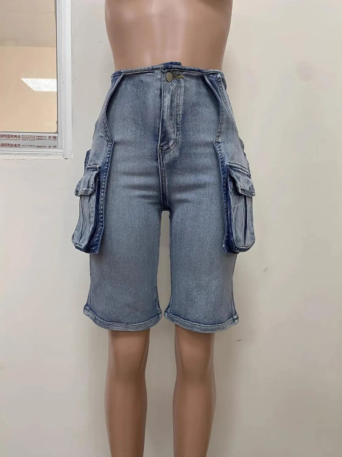 Denim Shorts Women Vintage High Waisted Wide Leg Baggy Jean Shorts with Pockets Streetwear