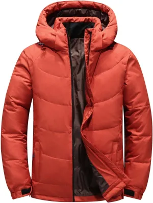 Dgoopd Mens Puffer Jacket with Hood Thicken down Jacket Zip up Padded Coat Quilted Insulated Jacket Outdoor Winter Coat