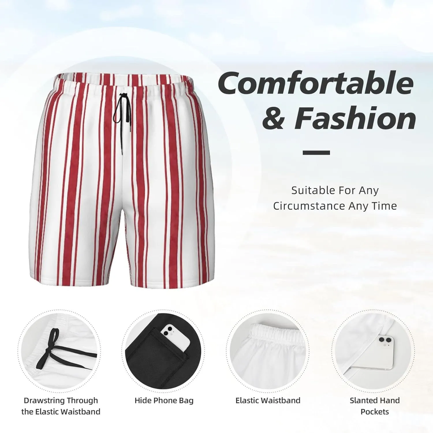 DKJlitter Men's 2 in 1 Swim Trunks, Fitness Running Shorts, Quick Dry Stretch Swim Shorts Beach Shorts for Summer