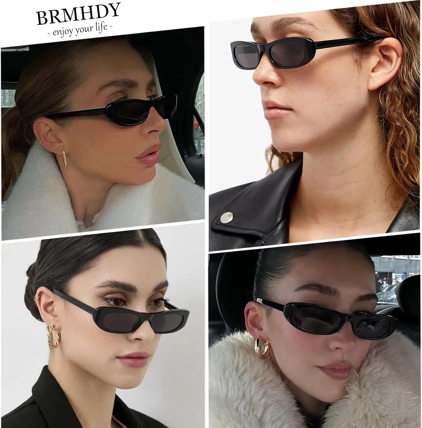 Elongated Narrow Cat Eye Sunglasses for Women 90s Retro Womens Oval Sunglasses Fashion Small Black Shades