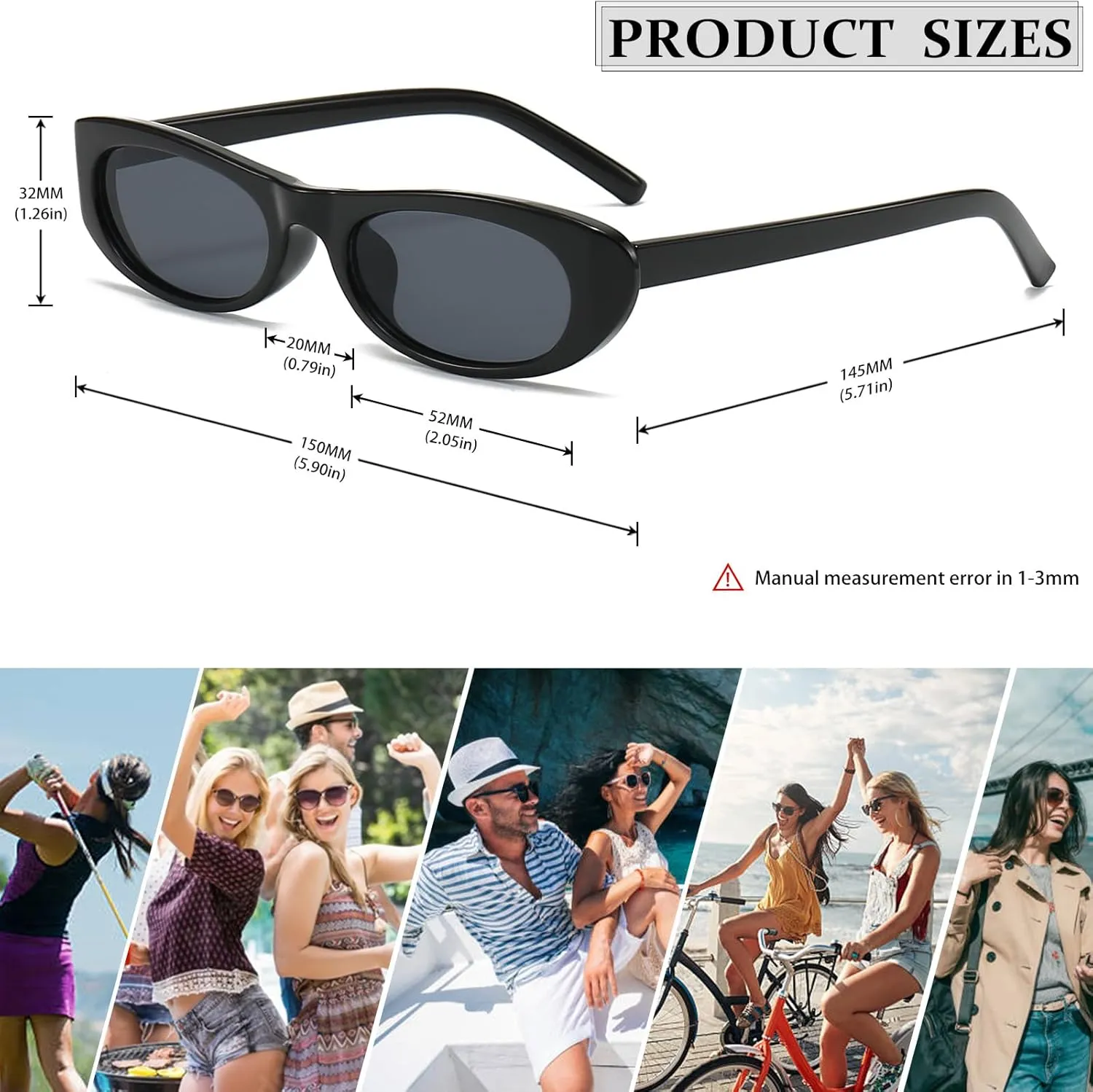 Elongated Narrow Cat Eye Sunglasses for Women 90s Retro Womens Oval Sunglasses Fashion Small Black Shades