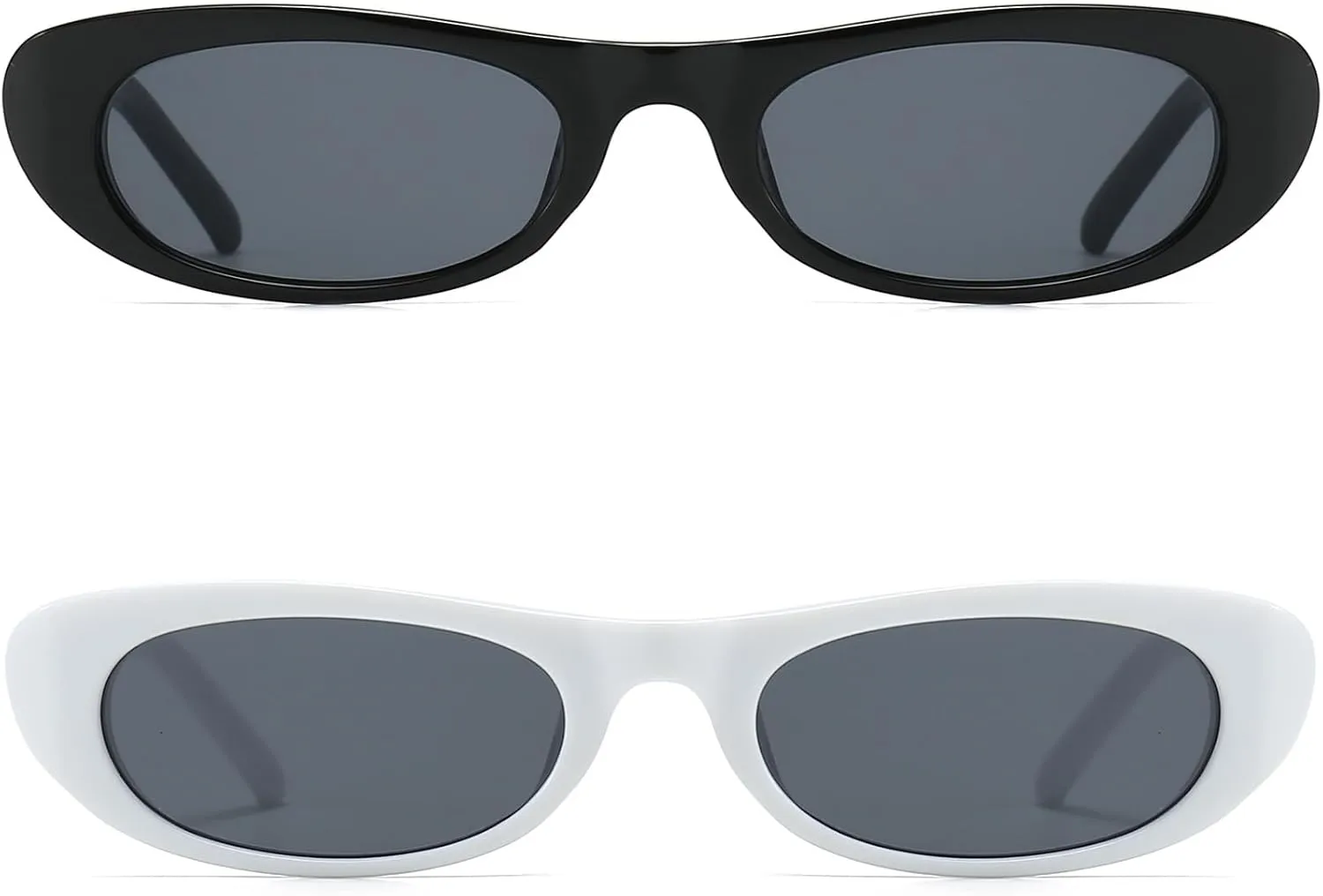 Elongated Narrow Cat Eye Sunglasses for Women 90s Retro Womens Oval Sunglasses Fashion Small Black Shades