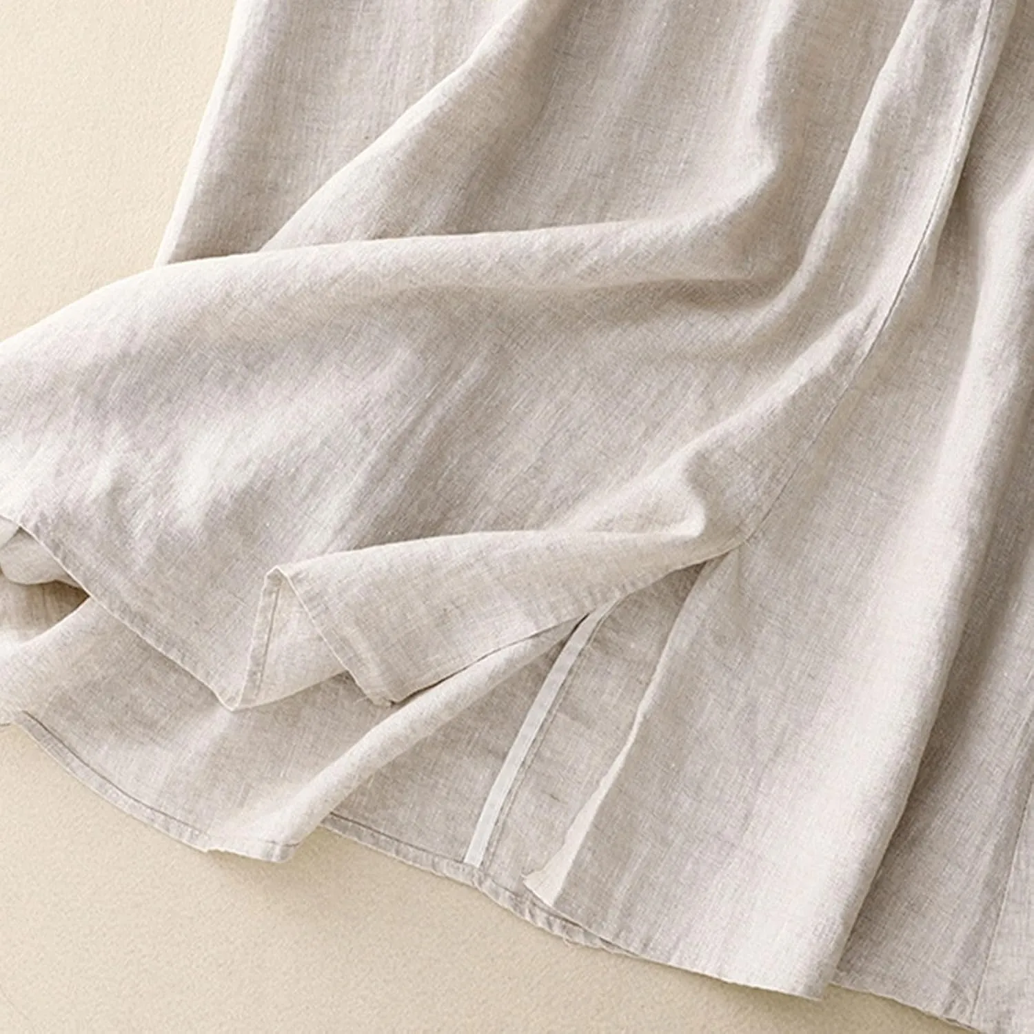 Embroidery Maxi Skirts for Women with Pockets Midi Length Long Skirt Casual Beach Party Holiday Cotton Linen Skirt