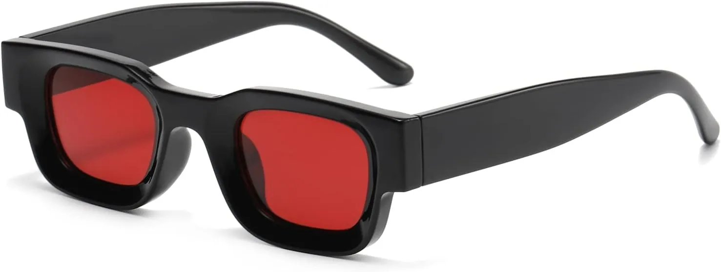 EYLRIM Thick Square Frame Sunglasses for Women Men Chunky Rectangle Polarized Sunglasses UV400 Protection