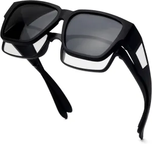 Face Shadow Polarized Sunglasses Fit Over Glasses for Men Lightweight Square Sun Glasses UV400 Protection Shades