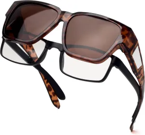 Face Shadow Polarized Sunglasses Fit Over Glasses for Men Lightweight Square Sun Glasses UV400 Protection Shades