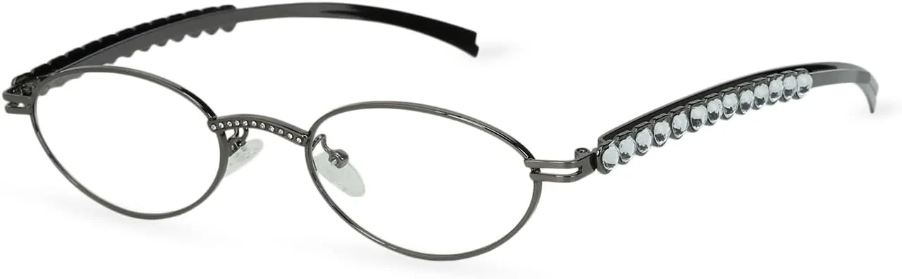 Fashion Luxury Diamond Heart Rhinestone Sunglasses for Women, Vintage Oval Eyewear,Trendy Retro