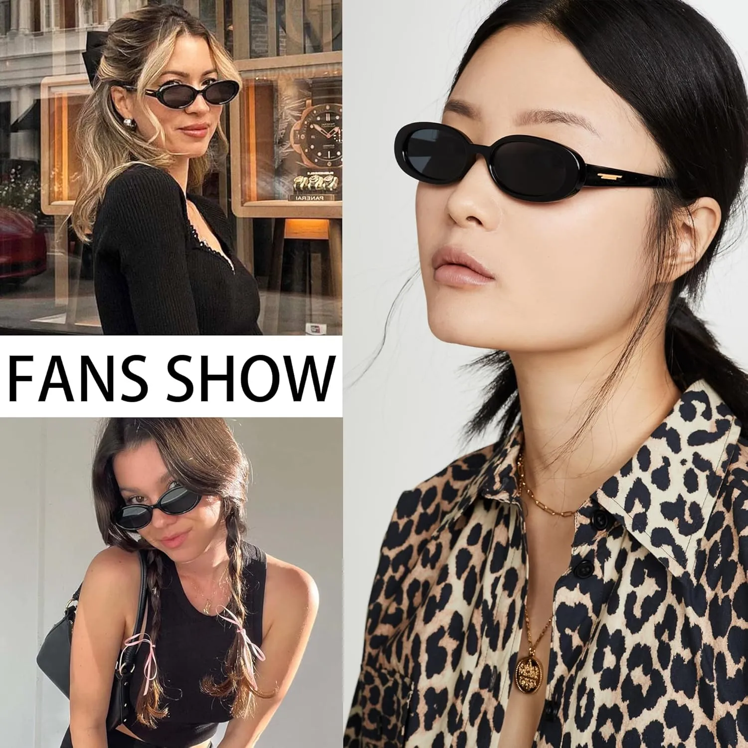 Fashion Retro Oval Sunglasses for Women Men Tiny Small Cat Eye Sunglasses Vintage 90s Shades
