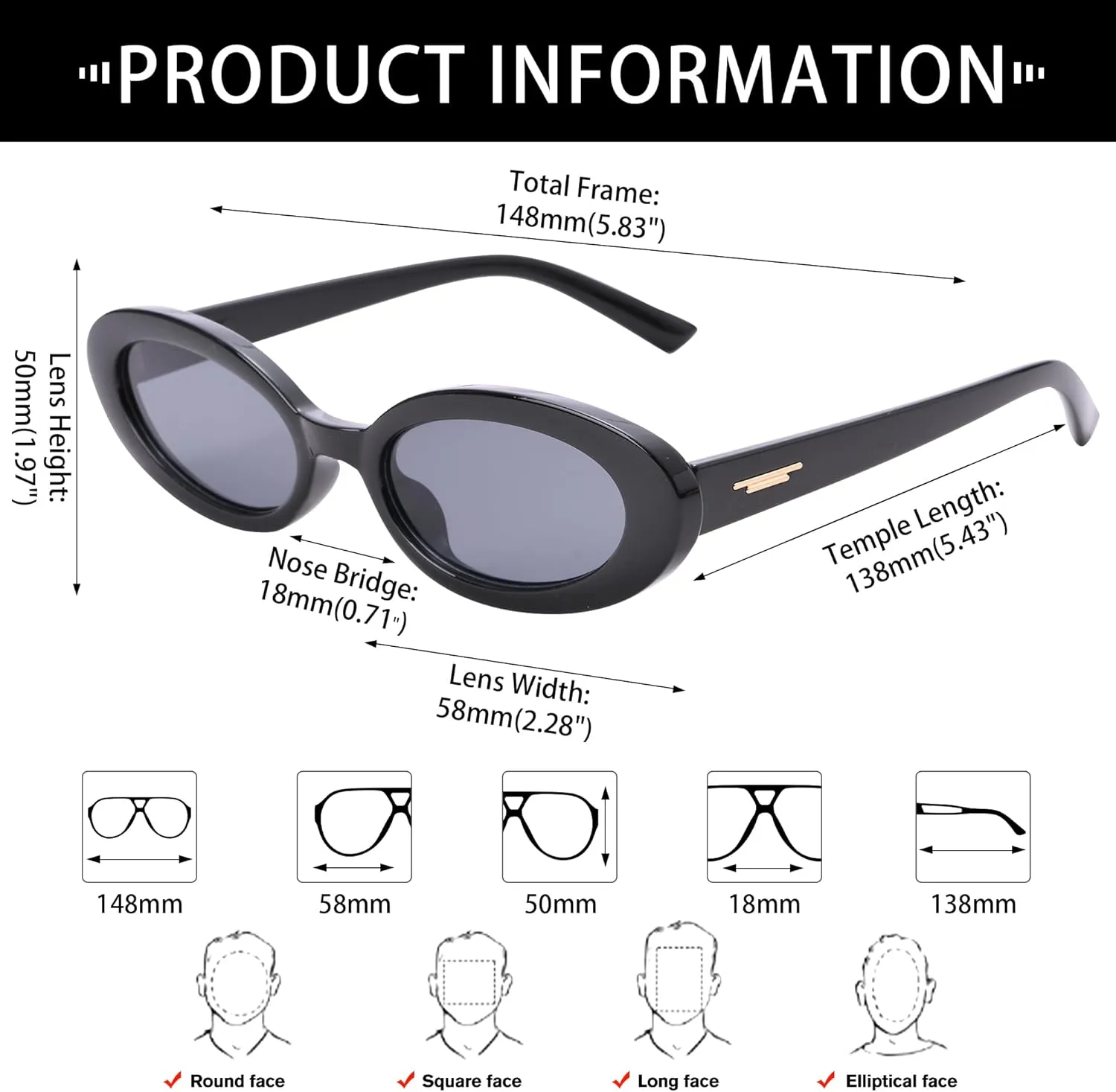 Fashion Retro Oval Sunglasses for Women Men Tiny Small Cat Eye Sunglasses Vintage 90s Shades