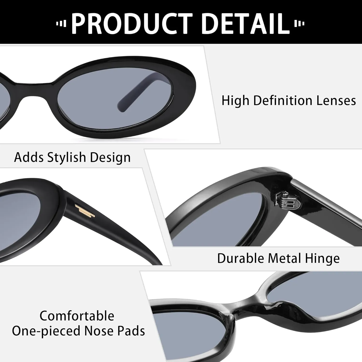 Fashion Retro Oval Sunglasses for Women Men Tiny Small Cat Eye Sunglasses Vintage 90s Shades