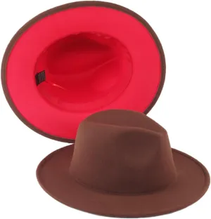 Fedora Hats for Men & Women, Wide Brim Felt Panama Hat, Two Tone Men's Dress Hats