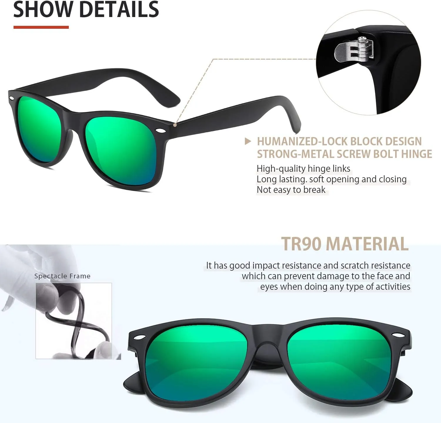 FEIDUSUN Sunglasses Men Polarized Sunglasses for Mens and Womens,Black Retro Sun Glasses Driving Fishing UV Protection