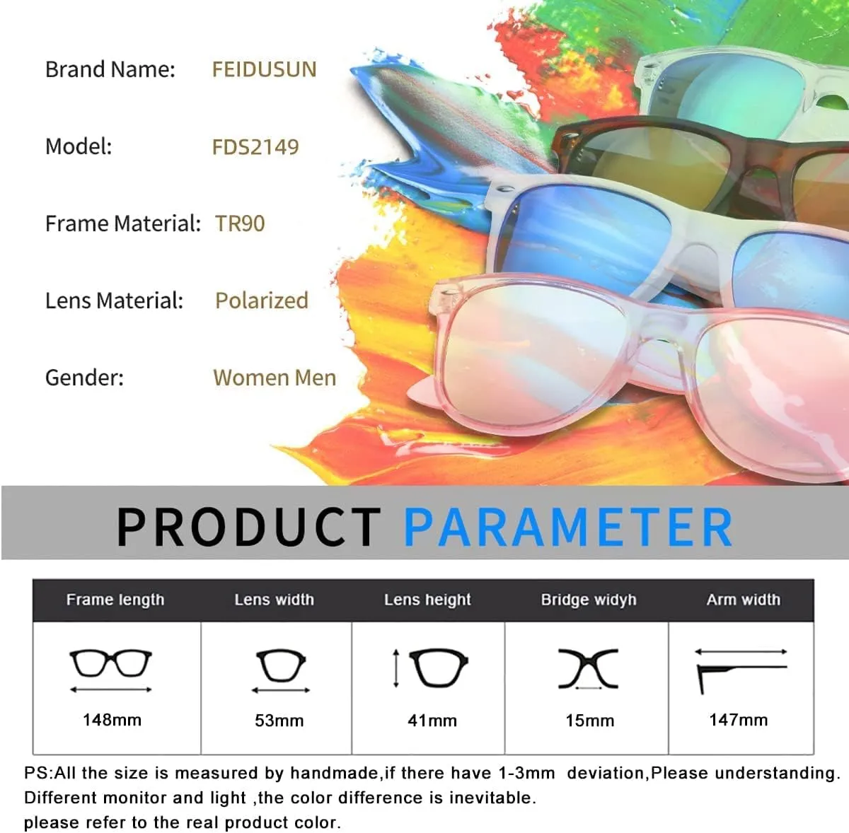 FEIDUSUN Sunglasses Men Polarized Sunglasses for Mens and Womens,Black Retro Sun Glasses Driving Fishing UV Protection