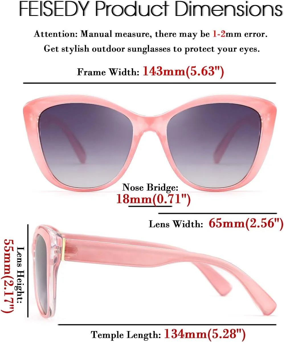 FEISEDY Polarized Vintage Sunglasses American Womens Square Jackie O Cat Eye Sunglasses B2451