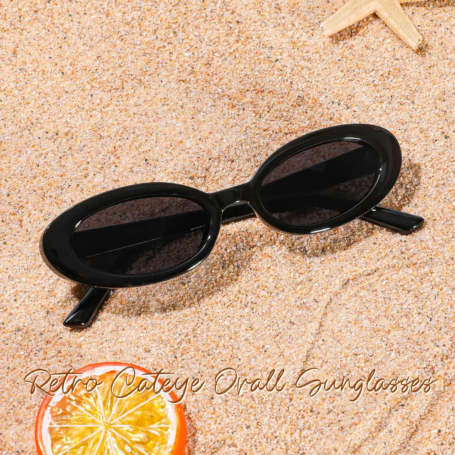 FEISEDY Small Retro Oval Cateye Sun Glasses for Women and Teens with Small Face, 90s Style Glasses B4172