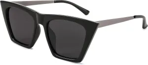 FEISEDY Vintage Square Polarized Cat Eye Sunglasses for Women Men Trendy Fashion Sunnies B2382