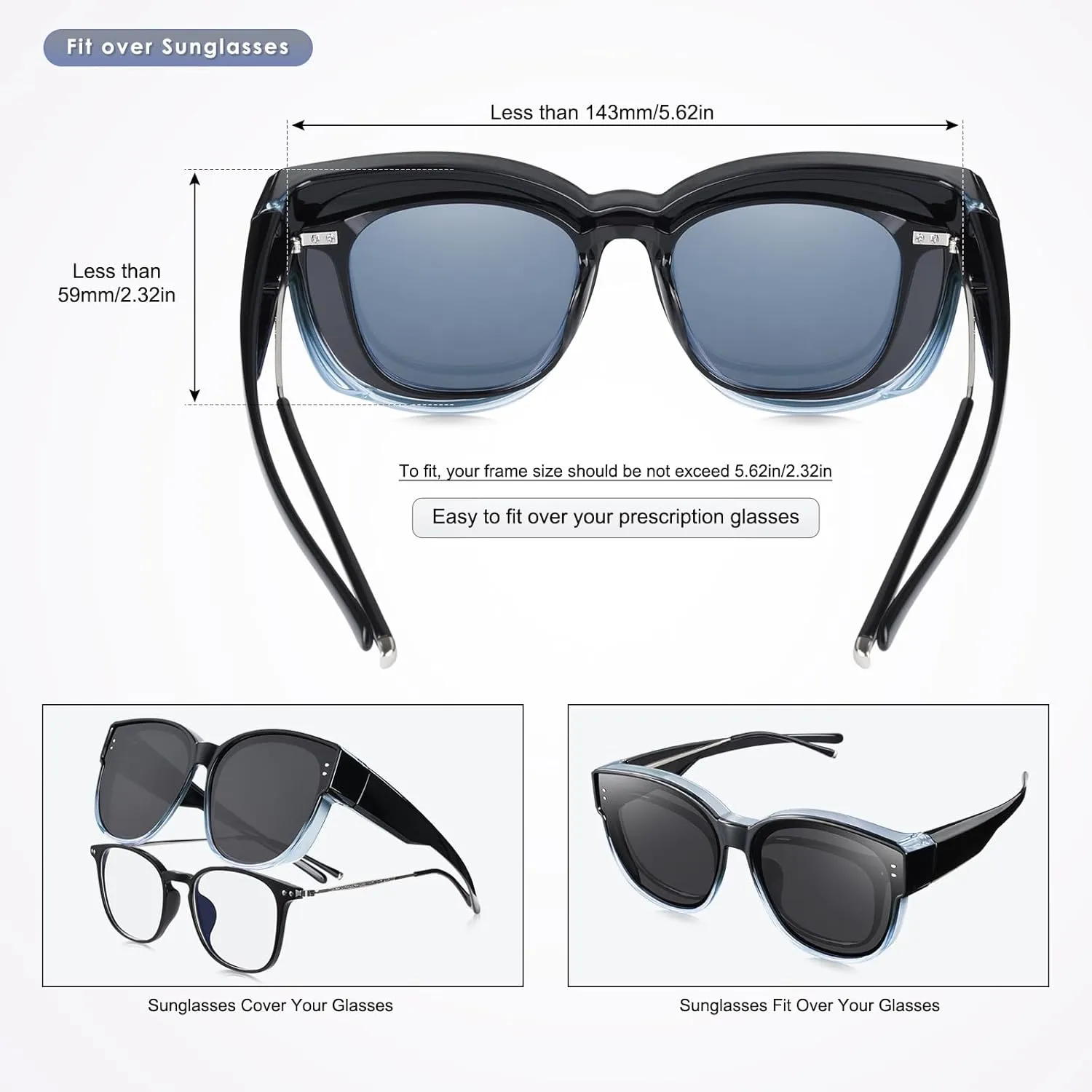Fit Over Sunglasses for Women Trendy Polarized Sunglasses Go Over Glasses Oversized Sun Glasses UV Protection
