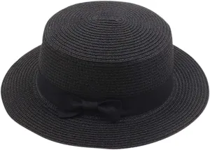 Flat Top Jazz Panama Porkpie Hat Boater Church Cap Fedora Hats for Women Men Pork Pie Hat Wide Brim Hats