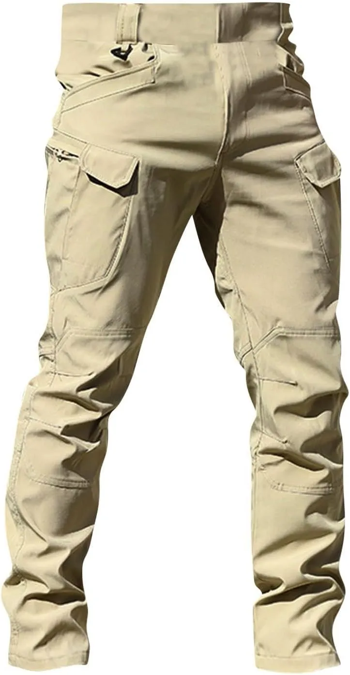 Flexcamo -Tactical Waterproof Pants Casual Cargo Pants Relaxed Fit Work Camo Tactical Pant for Men Multi Pockets