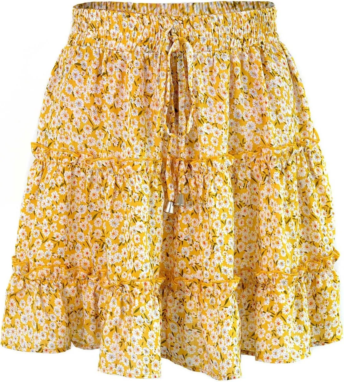 Floral Skirt Women's High Waisted Floral Skirt Peplum Print A Line Skirt Summer Lightweight Pleated Mini Skirt